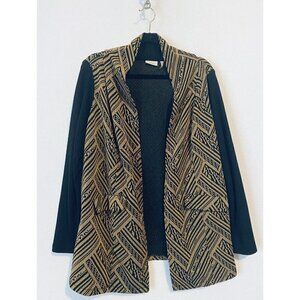 LOGO Lori Goldstein Cardigan Sweater Womens Medium Southwestern Print Open Boho